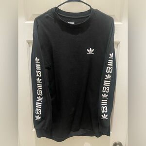 adidas Black Long-Sleeve Skate Tee with Sleeve Logos